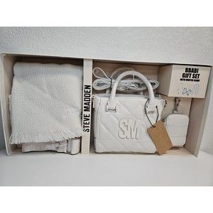 Steve Madden BBABI Gift Set Crossbody Purse Scarf Vanilla Womens 4 Piece